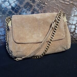Nwot Zara Tan Genuine Suede Chain Shoulder Bag